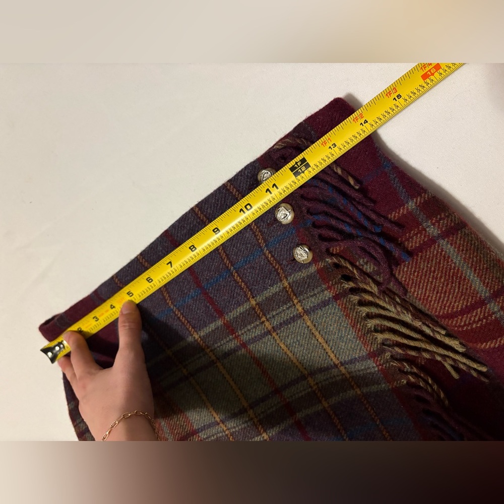 Vintage Ralph Lauren Plaid Wool Wrap Skirt Fringe Long Pencil Midi Equestrian S - Picture 6 of 12